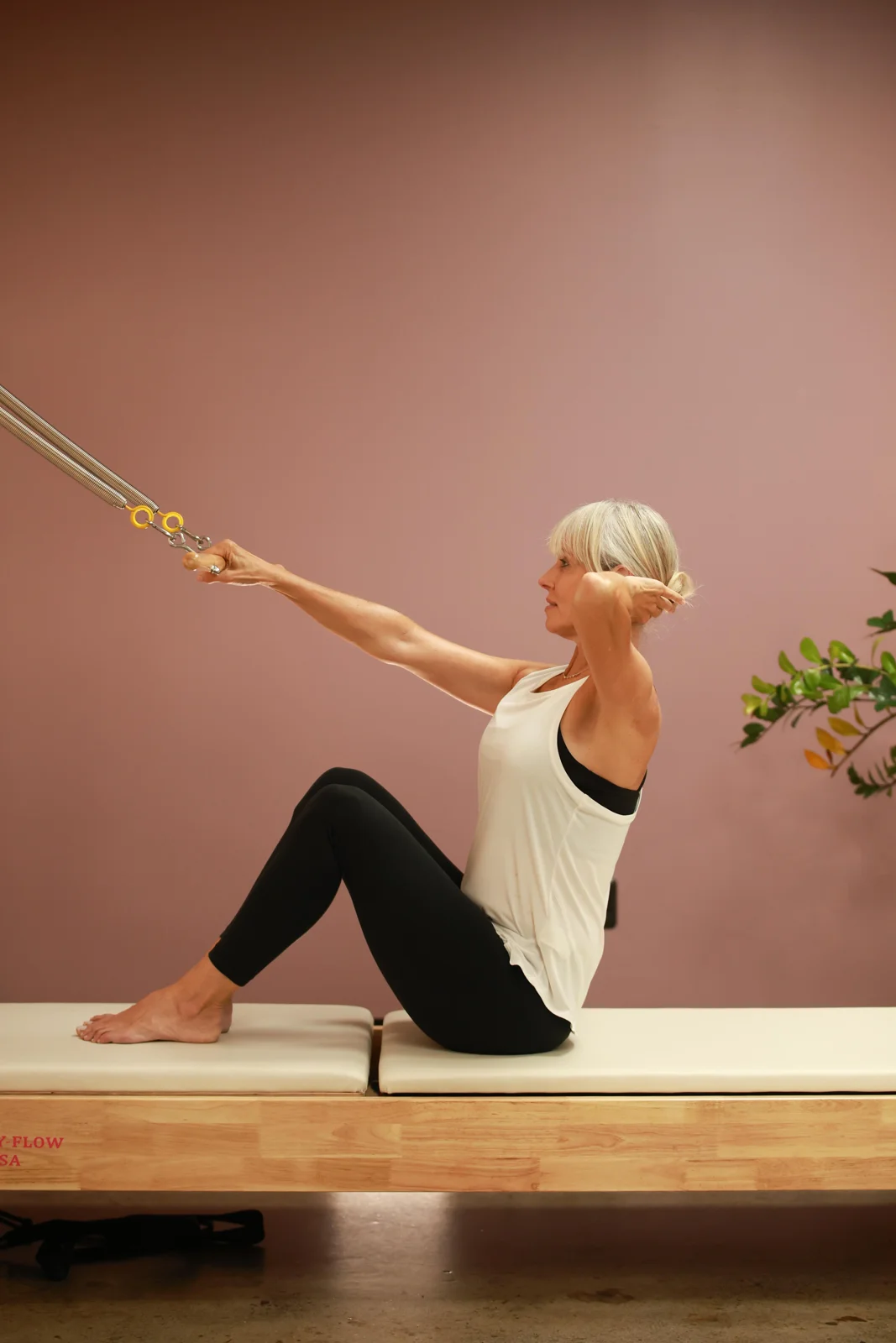 Seated arm spring work on the reformer